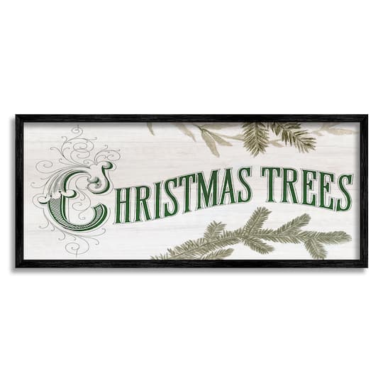 Stupell Industries Christmas Trees Ornate Letters Framed Giclee Art